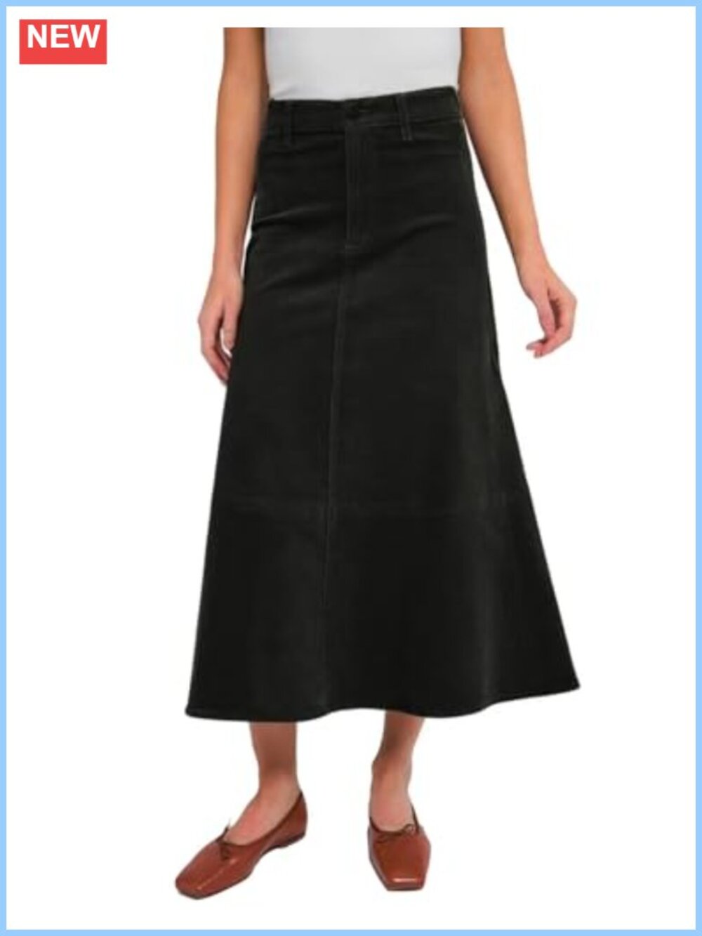 Women's Corduroy High Waist A-Line Midi Skirt Fall Winter Work